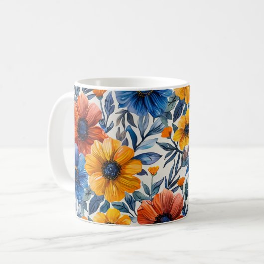 Floral rustikales Retromuster Kaffeetasse (Vorderseite Links)