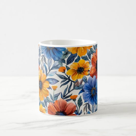 Floral rustikales Retromuster Kaffeetasse (Mittel)