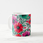 Floral rustikales Retromuster Kaffeetasse (Vorderseite Links)