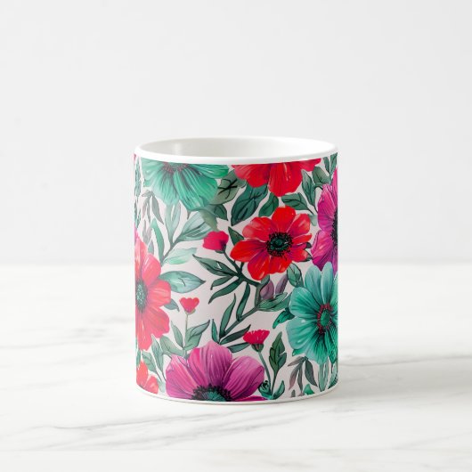 Floral rustikales Retromuster Kaffeetasse (Mittel)