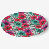 Floral rustikales Retromuster Pappteller (Schrägansicht)