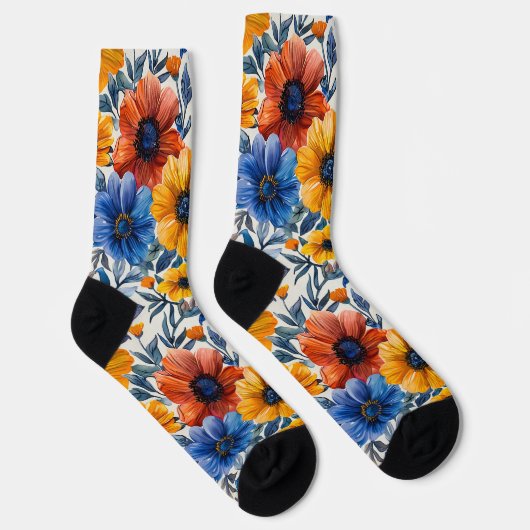 Floral rustikales Retromuster Socken (Rechts)