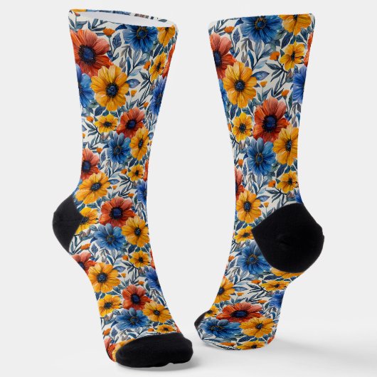 Floral rustikales Retromuster Socken (Gewinkelt)