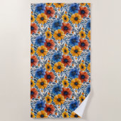 Floral rustikales Retromuster Strandtuch (Vorderseite)