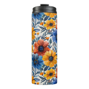 Floral rustikales Retromuster Thermosbecher