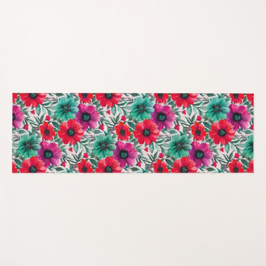 Floral rustikales Retromuster Yogamatte (Vorderseite (Horizontal))