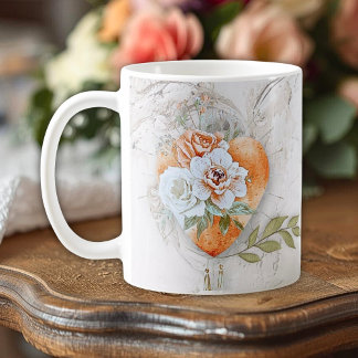 Floral Sacred Heart With Soft Neutrals & Botanical Kaffeetasse