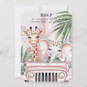 Floral Safari Adventure Girl Baby Dusche Einladung (Rückseite)