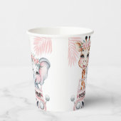 Floral Safari Adventure Pink Girl Baby Dusche Pappbecher (Links)