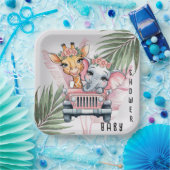 Floral Safari Adventure Pink Girl Baby Dusche Pappteller (Party)