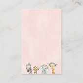 Floral Safari Baby Showdusche Windeln Raffle Ticke Visitenkarte (Rückseite)