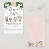 Floral Safari Baby Showdusche Windeln Raffle Ticke Visitenkarte (Vorne/Hinten)