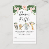 Floral Safari Baby Showdusche Windeln Raffle Ticke Visitenkarte (Vorderseite)