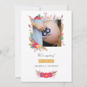 Floral Safari Foto Schwangerschaft Ankündigung