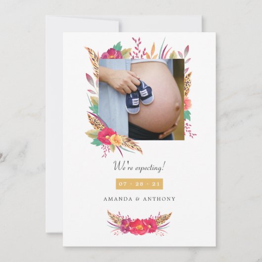 Floral Safari Foto Schwangerschaft Ankündigung (Vorderseite)