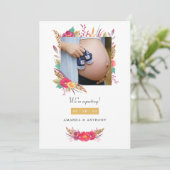 Floral Safari Foto Schwangerschaft Ankündigung (Stehend Vorderseite)