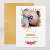 Floral Safari Foto Schwangerschaft Ankündigung (Vorne/Hinten)