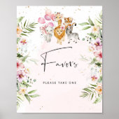 Floral Safari Tiere Baby Dusche bevorzugt Plakat (Vorne)