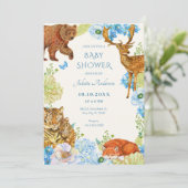 Floral safari Wald Mutter Natur Babydusche Einladung (Stehend Vorderseite)