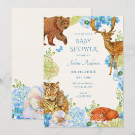 Floral safari Wald Mutter Natur Babydusche Einladung