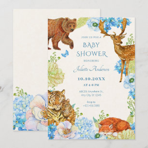 Floral safari Wald Mutter Natur Babydusche Einladung