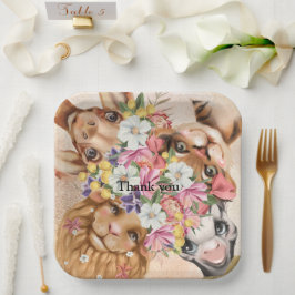 Floral Safari Wilone Baby Dusche Gold Pappteller