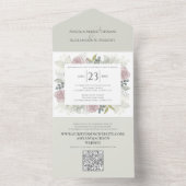 Floral Sage Dusty Rose Classic Greenery QR Code All In One Einladung (Innen Boden)