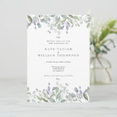 Floral Sage Flieder Grün QR Code Hochzeit Einladung (Stehend Vorderseite)
