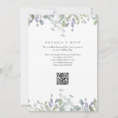 Floral Sage Flieder Grün QR Code Hochzeit Einladung (Rückseite)