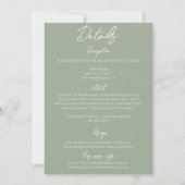 Floral Sage Green Botanical Fun All In One Wedding Einladung (Rückseite)