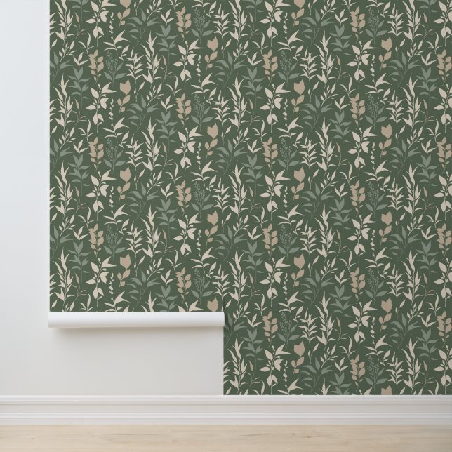 Floral Sage Green Tapete (Anwendung)