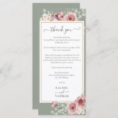Floral Sage Green Wedding Danke Platzkarte Menükarte (Vorne/Hinten)