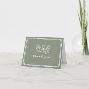 Floral Sage Green Wedding Vielen Dank Dankeskarte
