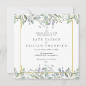 Floral Sage Lilac Greenerity Square Wedding Foto Einladung (Vorderseite)