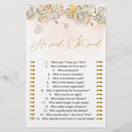 Floral sagte er sagte sie raten, wer sagte, es Spi (Vorderseite)