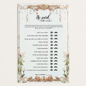 Floral sagte er, sie sagte Brautparty-Game-Karte