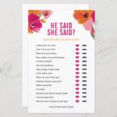 Floral sagte er, sie sagte Polterabend-Game-Karte (Vorne/Hinten)