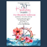 Floral Sailing Wheel Nautical 70th Birthday Einladung<br><div class="desc">Floral Sailing Wheel Nautical 70th Birthday Invitation For Women. Easy To Change The Sample Text To Your Own By Clicking Personalize. Click Personalize/Edit With Design Tool To Change The Font Type,  Font Color,  Font Size,  Or To Add/Delete/Change The Text Or Design Elements.</div>