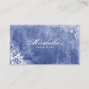 Floral Salon Spa Visitenkarte Grunge Blau Denim W