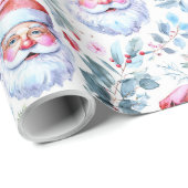 Floral Santa Claus Wrapping Paper Geschenkpapier (Rolleneckpunkt)