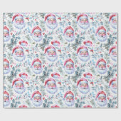 Floral Santa Claus Wrapping Paper Geschenkpapier (Flach)