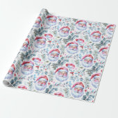 Floral Santa Claus Wrapping Paper Geschenkpapier (Ungerollt)