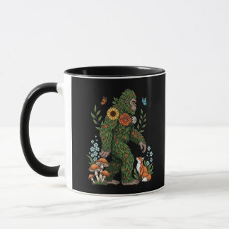 Floral Sasquatch Nature Guardian Botanical Art  Tasse