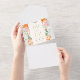 Floral Save the Date Card All In One Einladung