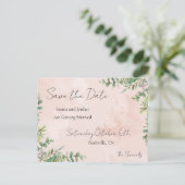 Floral Save The Date Card Ankündigungspostkarte (Stehend Vorderseite)
