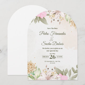 Floral Save The Date Invitation | Elegant Wedding  Einladung