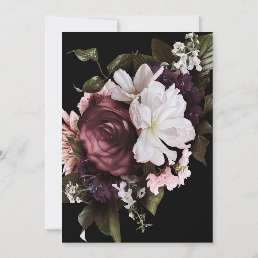 Floral Save the Date, Moody Save the Date Einladung (Rückseite)