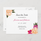 Floral Save the Date PostCard Ankündigungspostkarte (Vorne/Hinten)