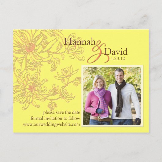 Floral Save the Date Postkarte (Vorderseite)