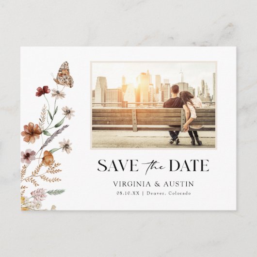 Floral Save the Date Postkarte (Vorderseite)